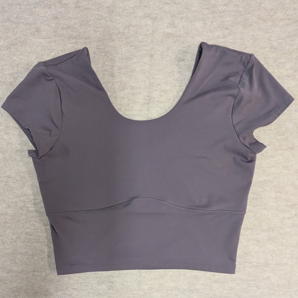 Under Armor Cropped Women's Workout Athleisure Fitted Mauve Purple Top Size L